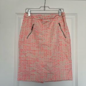 Halogen Cream and Neon Pink Tweed Pencil Skirt, Size 00P